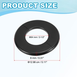 PATIKIL Wall Split Flange 2.52" (64mm),ABS Round Self-Adhesive Escutcheon Plate Buckles Water Pipe Cover for Kitchen Bathroom Arm Pipe Faucet Decoration, Black