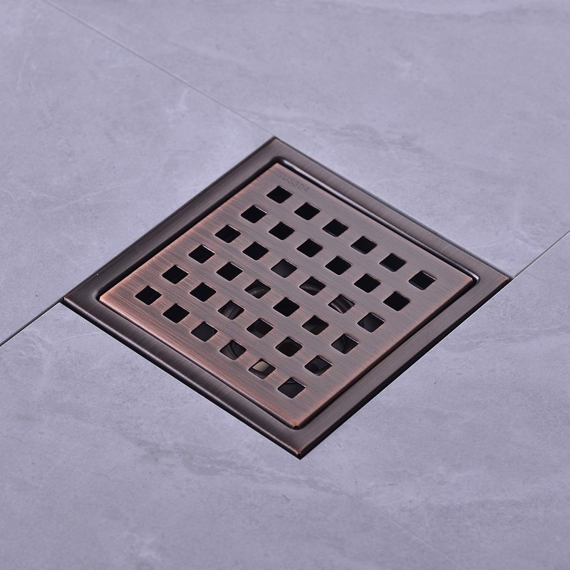 Square Shower Drain 4 inch, Nicmondo 304 Stainless Steel Point
