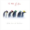 Penguins in Party Hats To All of You Christmas Card