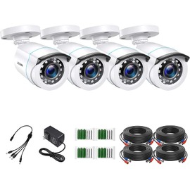 ZOSI 4 x 2MP 1080p HD-TVI Home Security Camera Outdoor Indoor 1920TVL,24PCS LEDs,80ft Night Vision, 90°View Angle, Weatherproof Outside Surveillance CCTV Bullet Camera