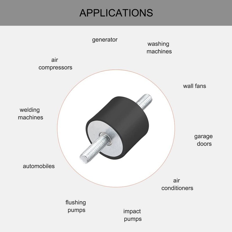 4pcs M6 25x20mm Double End Screw Absorber Anti-Vibration Insulator Rubber