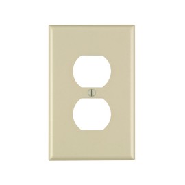 Leviton 80503-I 1-Gang Duplex Device Receptacle Wallplate, Midway Size, Thermoset, Device Mount, Ivory