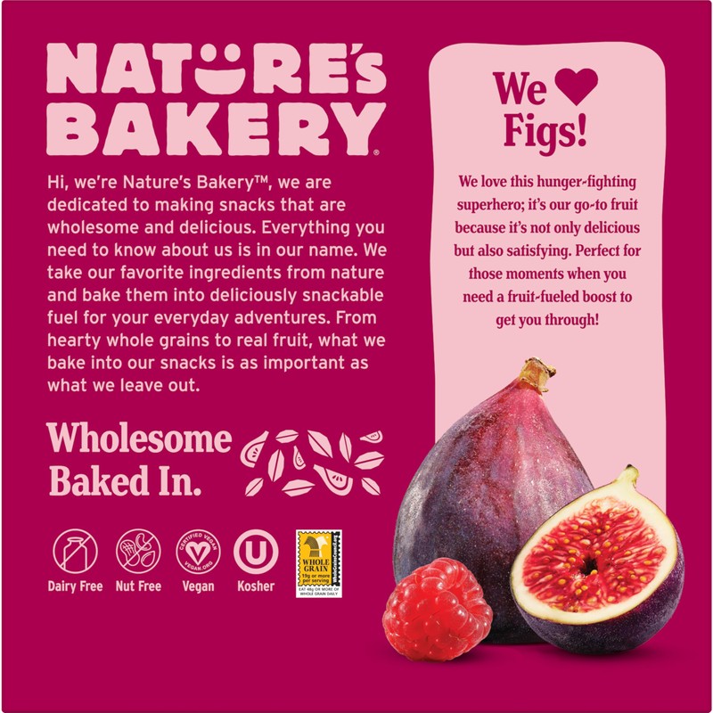 Nature’s Bakery Whole Wheat Fig Bars, Raspberry, Real Fruit, Vegan,
