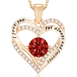 Bouzaak Moissanite Necklace for Women Heart Pendant S925 Sterling Silver Jewelry Anniversary Present for Wife Mom Girlfriend (Red)
