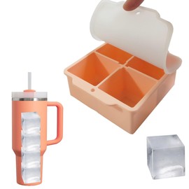Ice Mold Cube Tray for YETI，Stackable Silicone Square Ice Cube Mold for YETI 20 oz,30 oz,40 oz Tumbler Cup Easy Fill and Release Ice Maker Pink