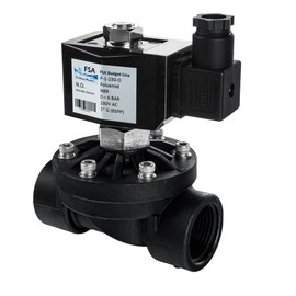 FSA Solenoid Valve Plastic PA6 1 Inch 230 V AC 0-6 Bar NBR Currentless Open