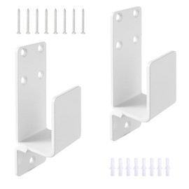WENHUALI 2 Pack Door Barricade Brackets, Heavy Duty Metal Door Security Bar Bracket Fits 2 x 4 Lumber, U Shaped Bracket Door Brace Holder for Home Defense (White)