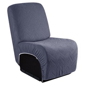 Ruaozz 1-Piece Reclining Armless Chair Cover for Sectional L Shape Recliner Sofa Stretch Recliner Cover Jacquard Recliner Seat Cover Washable Furniture Protecor (Large, Grey)