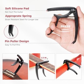 WTEETB Guitar Capo, Tuner, Guitar Wall Mount Hanger, Guitar Picks, Guitar String Cleaner Acoustic Guitar Accessories Kit for Guitar, Violin, Bass, Ukulele