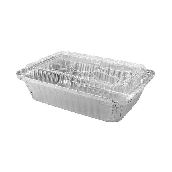 Disposable Aluminum 2 1/4 Lb. Food Storage Pan with Clear Dome Lid #250P (50)