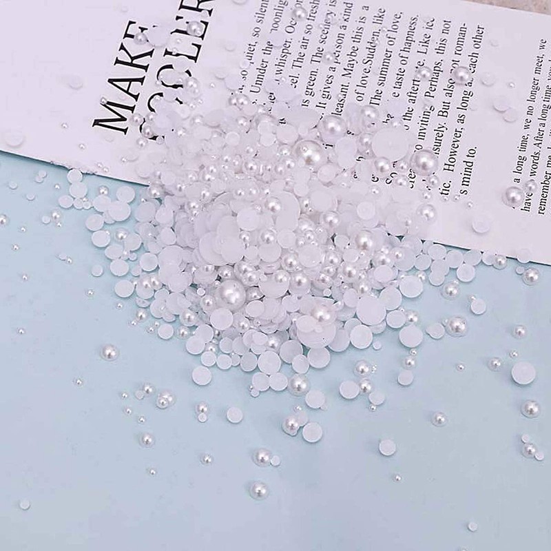 Dowarm 1000 Pieces Flatback Half Pearls, Flat Backed Round Half