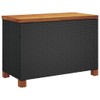 vidaXL Black Poly Rattan Patio Storage Box with Acacia Wood