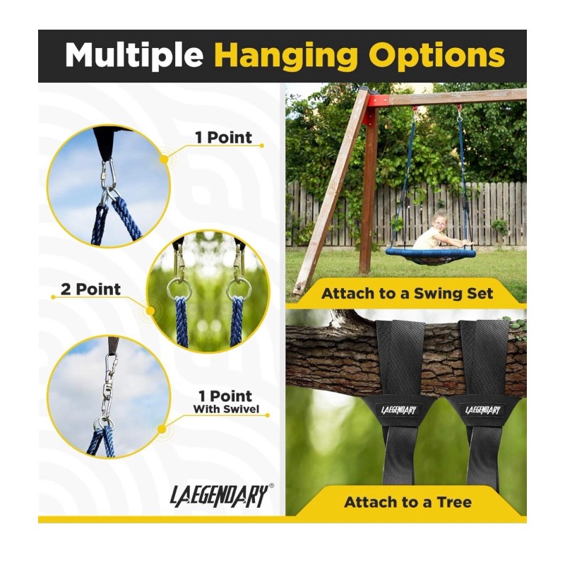 LAEGENDARY Saucer Swing for Kids & Adults - Holds up