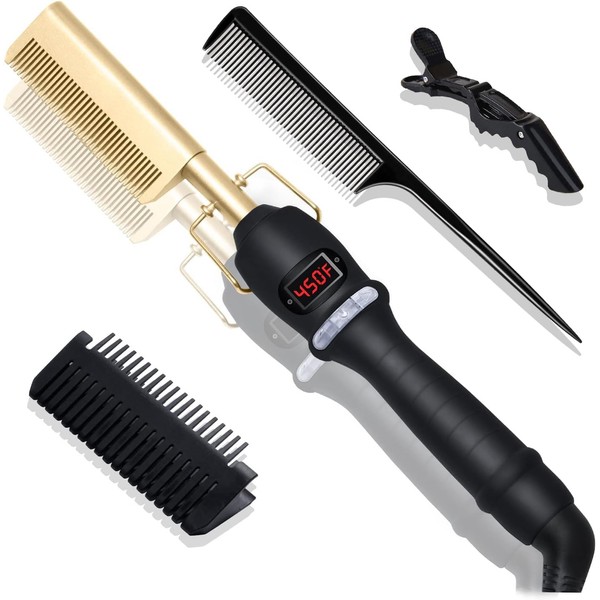 UKLISS Hot Comb for Wigs, Glättbürste mit LCD Dislpay, Glätteisen