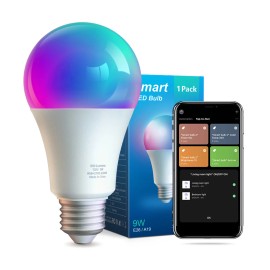 9W Smart A60 Bulb 2/4/6/8/10 Pack Set E26 RGB Cold Warm White Dimmable App Control Lamp Housing LED Light BulbsColor: RGB, Lamp Power(W): 4pack
