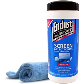 Endust For Electronics Screen & Surface Cleaning Wipes, For Tablet, E-Reader, Computer Monitor, Laptop, Phone, or TV; Pre-Moistened, Alcohol & Ammonia Free, 70 Wipes and A Microfiber Towel