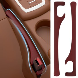 JAGAOSL Car Seat Gap Filler, Universal Fits Car SUV Truck PU Leather Crevice Blocker, Between Seat and Center Console, Stops Cellphone Wallet Keys Coins from Dropping, 2 Pack Red