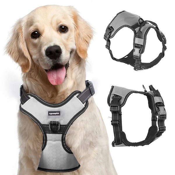 Dog Harness No Pull, Walking Pet Harness with 2 Metal