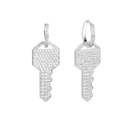 Fashion Earrings, Youngy Shiny Full Rhinestone Crystal Key Charm Dangle Hoop Earrings Women Girlfriend