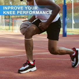 4pcs Patellar Tendon Support Straps, Flexible Patella Band Basketball for Reduce Knee Pain, for Basketball Running Sports Soccer Hiking Jumpers Volleyball (White + Black + Gray + Blue)