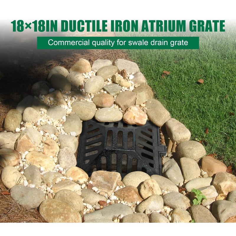 Ductile Iron Atrium Grate and Frame,18x18in Square Beehive Catch Basin