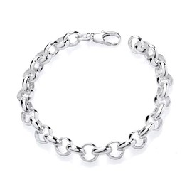 Old English Jewellers 925 Sterling Silver Ladies Plain Belcher Bracelet - 8 inch Length - 9mm Links
