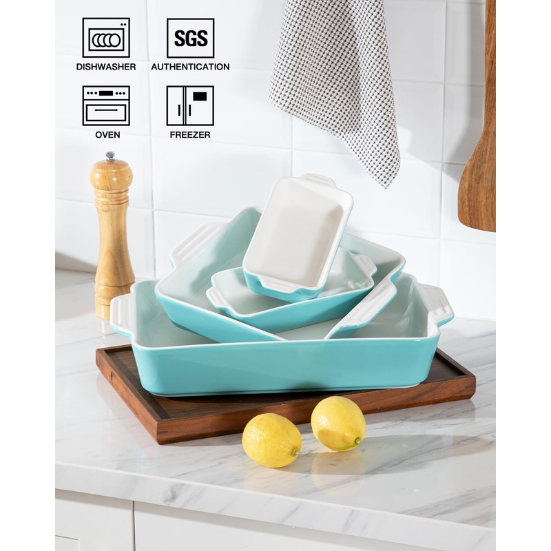 Sweejar Ceramic Bakeware Set of 4, Casserole Dishes for Oven,
