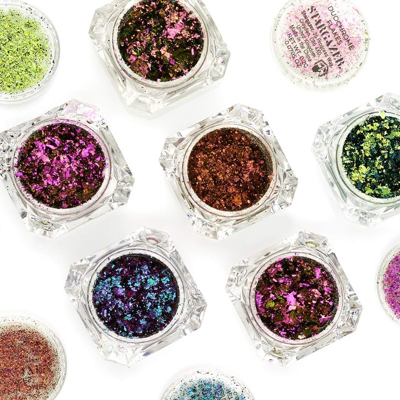 Stargazer Duochrome Flakes, Colour Shift Mezermising Loose Glitter Colour In
