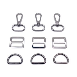 Goyunwell Swivel Hooks with D Ring and Tri-Glides Slide Buckle for Purse Hardware 18Pcs Metal Lanyard Swivel Clips Lobster Clasp Snap Hook for Purses Straps Handbag Making (Gunmetal Buckle, 1 inch)