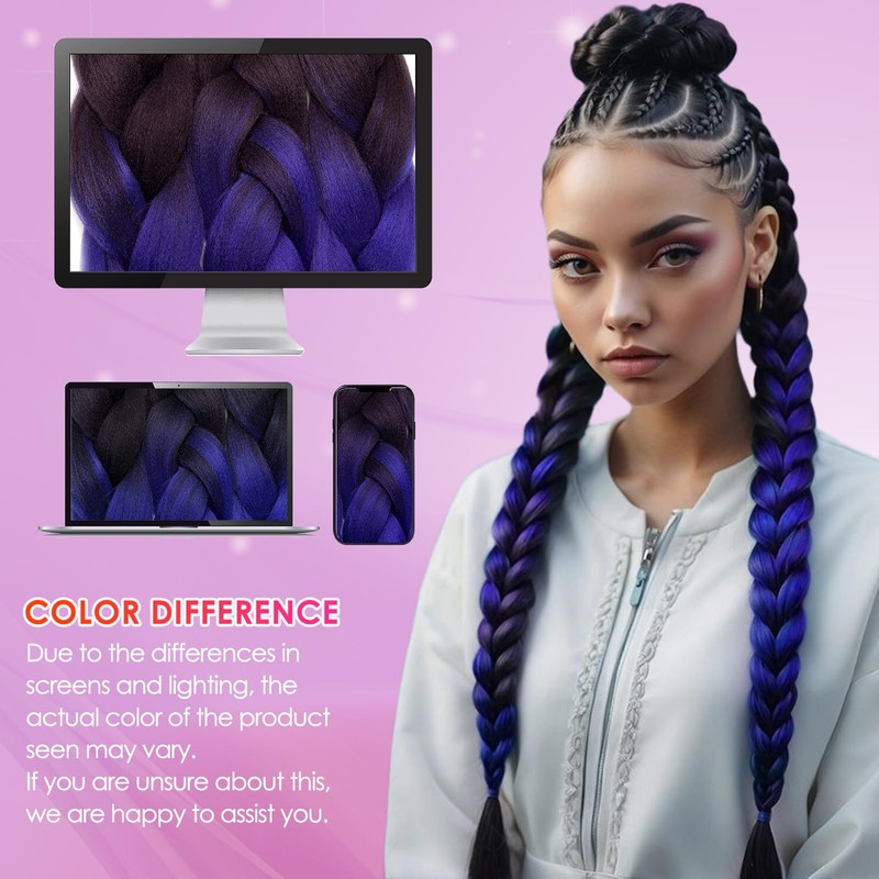 Silk-co Jumbo Braid Synthetic Hair 24" Hair Braiding Extensions Premium