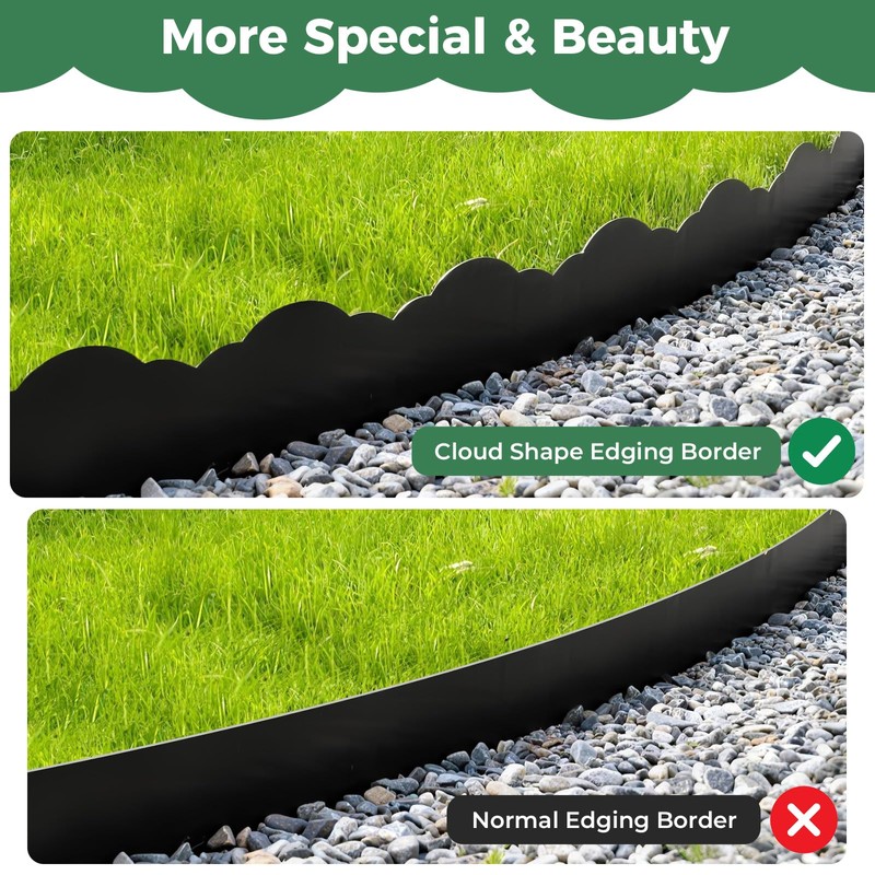 50 FT Landscape Edging Border with 75 Spikes, 2.8 Inch
