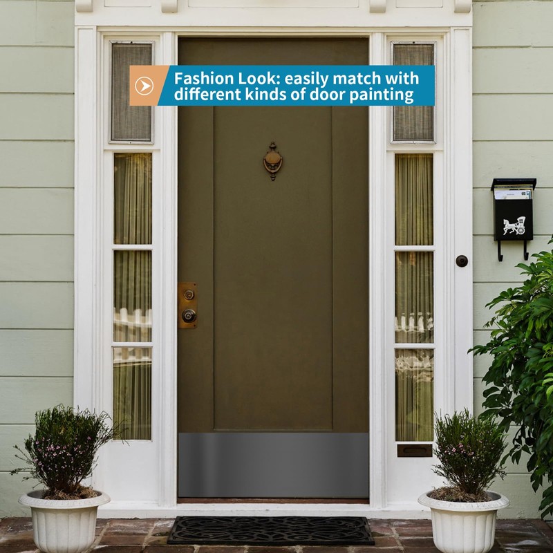 Sanbege Stainless Steel Door Kick Plate, 10" x 34" Door
