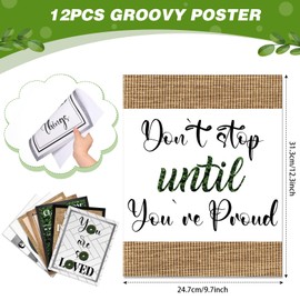 Sepamoon 12 Pcs Farmhouse Classroom Decor Calming Corner Classroom Poster Rustic Burlap Signs Motivational Wall Poster Bulletin Board for School Bedroom Decoration, 12" x 10"