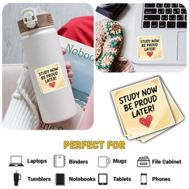 3 PCS Study Now Be Proud Later Vinyl Sticker, Motivational Study Quote Decal for Students, School Supplies Sticker for Laptop, Water Bottle, Notebook, Journal, Gift for Kids, Teens, Classmates 3 Inch