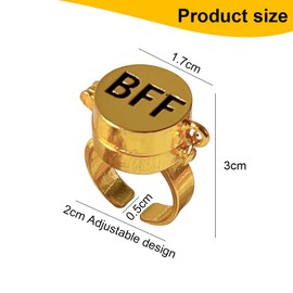 CPJJ 2 Pieces Friendship Rings, Bff Ring,Cute Anime Aesthetic Friendship Open Ring For Teens, Ring Openable Design, Best Friends Friendship Copper Ring, Anime Jewellery,For Girls Sisters Birthday