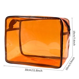 TotePrint Clear Toiletry Bag, PVC Makeup Bag for Women, Spacious Clear Cosmetic & Toiletry Pouch，Large Transparent Makeup Pouch for Travel, Brown, Modern