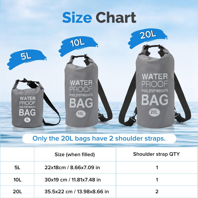 Yeabett Waterproof Dry Bag, Waterproof Beach Bag with Adjustable Shoulder