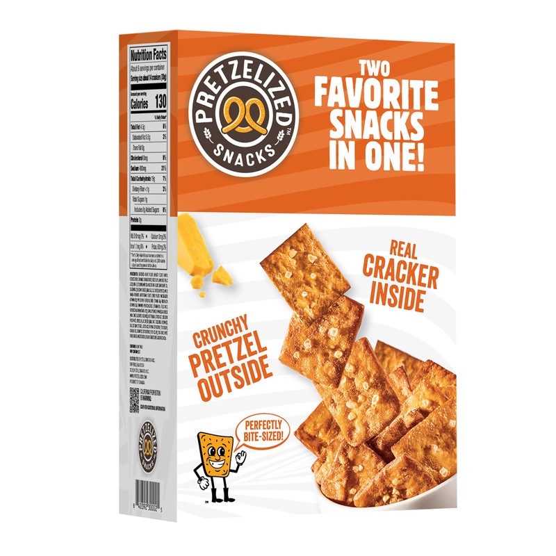 PRETZELIZED Snacks PRETZELIZED Pretzel Crackers, Cheddar Flavored, 6.5oz Box (Pack