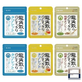 Ryukakusan Throat Refreshing Tablet, Sugarless, 2 Honey Lemon Flavors, 2 Matcha Herb Flavors, 6 Total, Ryukakusan Bellflower Tablet, Giflow Product Management Sticker