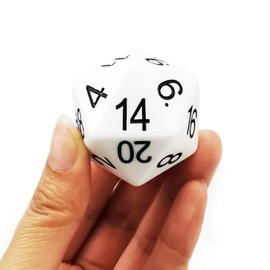 Bescon Jumbo D20 38 mm, Big Size 20 Sides Dice Solid White, Big 20 Faces Cube 1.5 Inch
