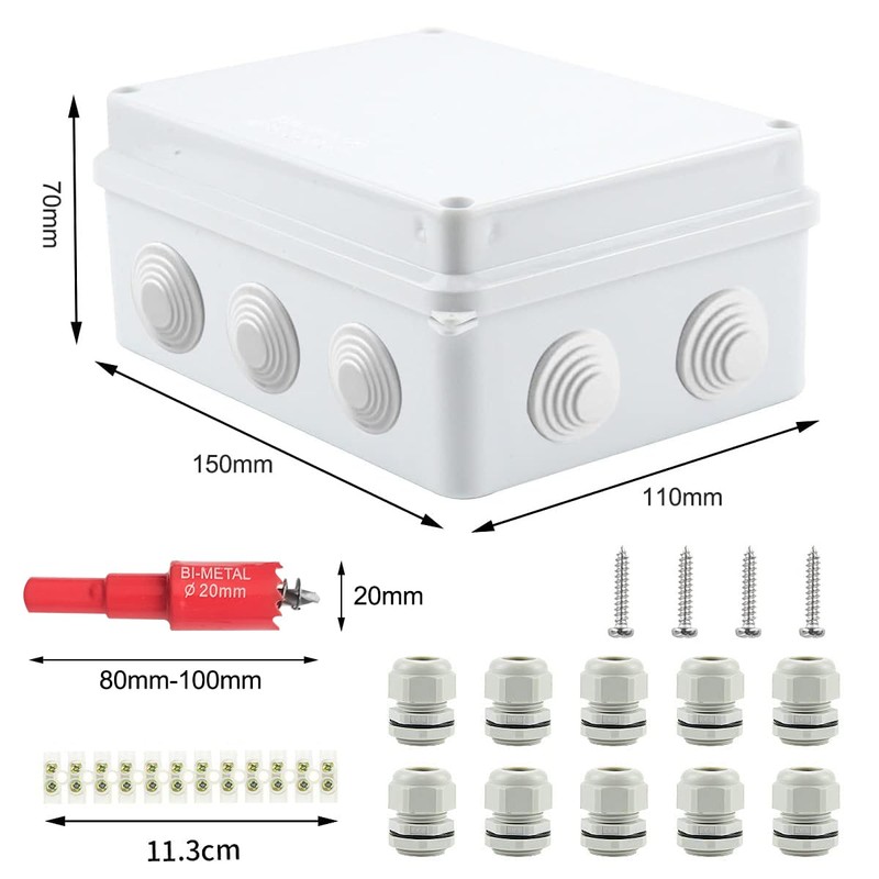 Junction Box Surface-Mounted, Junction Box Waterproof IP65, 15 x 11