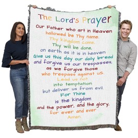 Pure Country Weavers Lords Prayer Colorful Blanket - Religious Gift Tapestry Throw Woven from Cotton - Made in The USA (72x54)