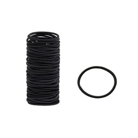 FamGift High Elasticity Scrunchies Hair Ornaments 0.1 inch (3 mm) DIY Large Capacity 50 Pieces Fashionable Adult Hair Bands (Black)