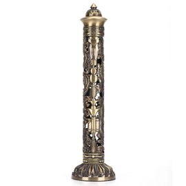 Incense Tower Burner Holder,Portable Bronze Dragon Phoenix Relief Retro Nostalgia Vertical Stick Incense Holder with Craft Storage Box Ash Catcher Sticks Incense Holder for Home Decor/Tea