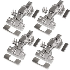 LANZZAS Inner Stop 110 Degree Cabinet Hinge with 3D Mounting Plate, Cover Caps and Screws as Complete Set of 4