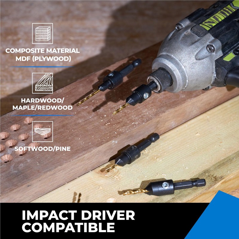 toolant Silence Combination Countersink Drill Bits Adjustable, #12, 3pack, High-Speed