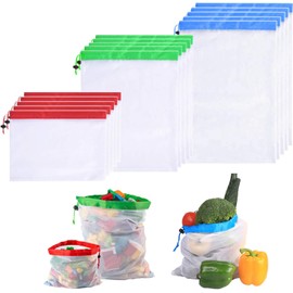 15PCS Bolsas Reutilizables, Bolsas de Tela Malla,Bolsas lavables para Almacenamiento de frutas y verduras. Adecuadas para colocar verduras, frutas y juguetes