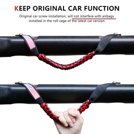 RERPRO - Tiradores de barra para puerta delantera compatibles con Jeep Wrangler JL 2/4 puertas 4XE Gladiator JT 2018-2024, accesorios interiores, mango de agarre de paracaídas, función de