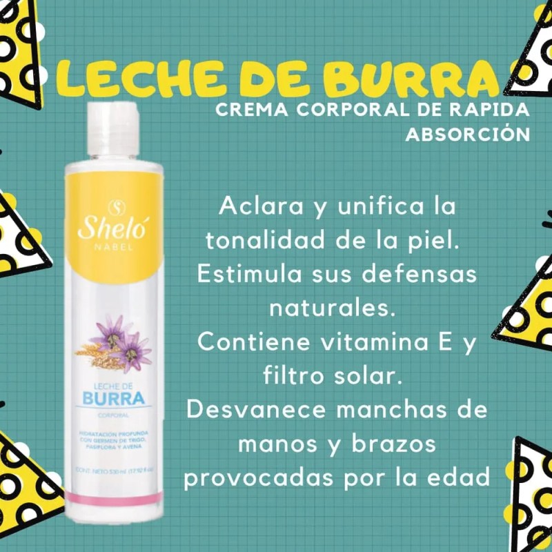 3 Crema Leche De Burra Corporal / Unifica Tono Piel