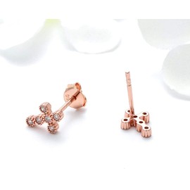 Religious Cross Earrings for Women by Ginger Lyne | Cubic Zirconia Stud Earrings for Her | Rose or White Gold over Sterling Silver Stud Ear rings